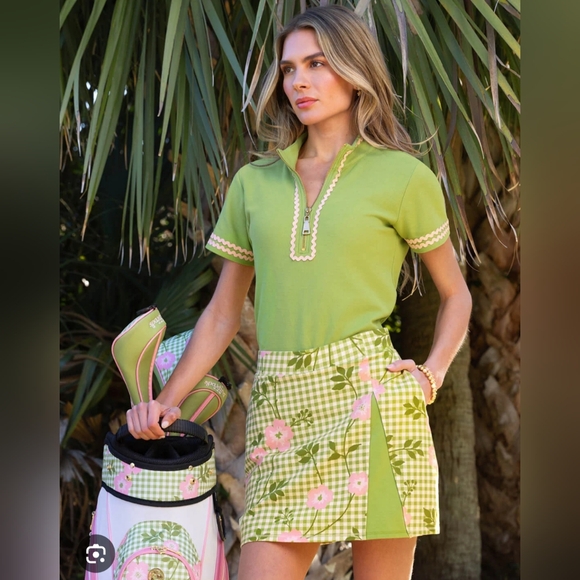 Spartina 449 Dresses & Skirts - Spartina 449 Colleen Skort Castillo Gingham Serena Ric Rac Short Sleeve Zip Top